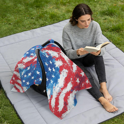 Mazeann Tie Dye American Flag Car Seat Cover Baby Breathable Soft Infant Carseat Covers Canopies Babies Carrier Covers