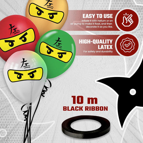 Ninja Superhero 12" Birthday Balloons 30 Pcs | Premium Latex Ninja Sets Party Supplies Decorations