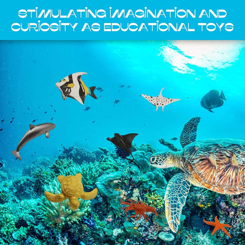 24 Pieces Sea Animals Toys Set - Ocean Sea Animals Figures, Plastic Sea Creatures Bath Educational Toys