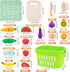 1 2 3 Wooden Food for Play Kitchen - Cutting Fruits Toys for Years Old Toddlers Kids, Vegetables Gift for Boys Girls