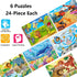 Puzzles for Kids Ages 3-5, 24 Piece Colorful Wooden Puzzles, Educational Toys for Boys and Girls