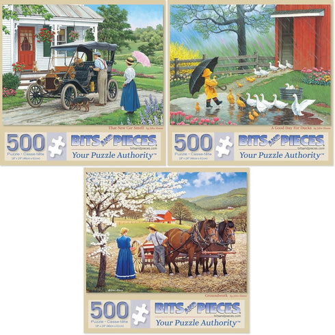 Bits and Pieces Value Set of Three 500 Piece Jigsaw Puzzles for