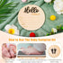 NQEUEPN 5.9in Baby Announcement Sign Plate, Wooden Newborn Disc Board with Ink Pad for Hand & Footprints Hello Birth