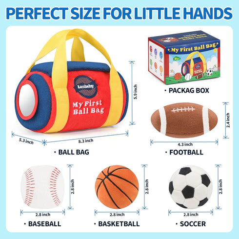 Lanbeby 6-12 4 3-6-9-12 Baby Boy Toys Months My First Sports Bag Musical Infant Toys with Sensory Balls Basketball