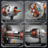 ROKAFU Sets, 12+ Turbojet Engine Building Blocks Motorized Jet Engine Model Kit with Motor, Mini Aircraft Engine Kits