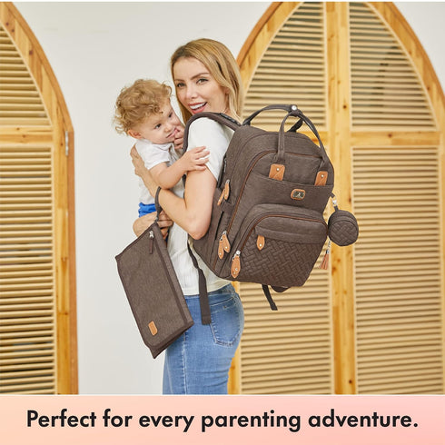 Backpack Pack Dikaslon Diaper Bag with Portable Changing Pad, Pacifier Case and Stroller Straps, Large Unisex Baby Bags