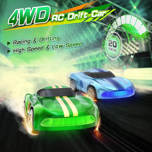 1/64 4WD 6 7 8-12, RC Drift Car, Mini Drift RC Cars Micro Remote Control Car with LED Lights and Speed Switch, Cars