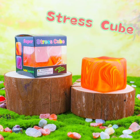 Slow Rising Stress Cube , Dough Stress Balls Soft Fidget Squishy Toys for Anxiety Relief, Pull Stretch Classroom Prize