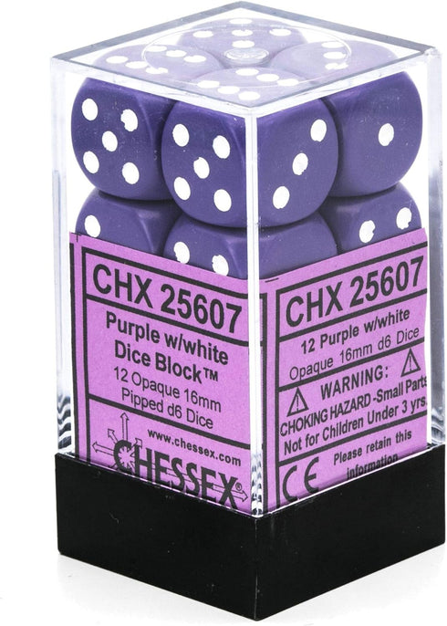 Chessex CHX25607 Opaque Dice - 12D6 Purple/White