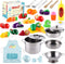 35 Pcs Kitchen Pretend Play Accessories Toys,Cooking Set with Stainless Steel Cookware