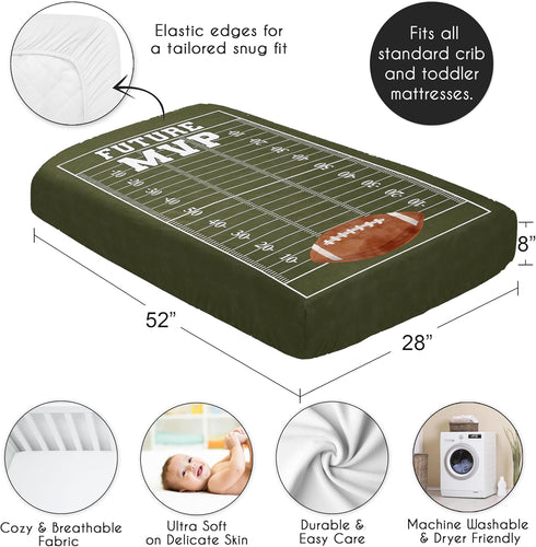 Sweet Jojo Designs Fitted Baby Crib Sheets (Football Sports) for Boys, Infant Nursery, Toddler Room - Standard Size