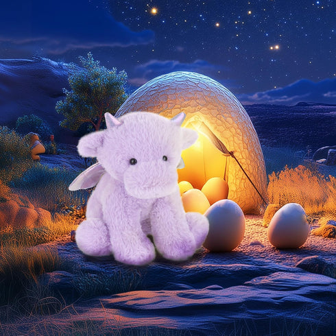 Apricot Lamb Purple Dragon Plush Stuffed Animals for Kids, Soft Cute Plush Toys for Baby Girl and Boy, Fluffy Purple