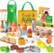 Lonico Wooden Play Food Toys for Kids, Market Grocery Store Toys with
