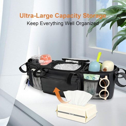 OVNTHYK GT2, 2 Double Stroller Organizer for Bob Duallie and Baby Jogger City Mini Double Jogging Stroller Caddy