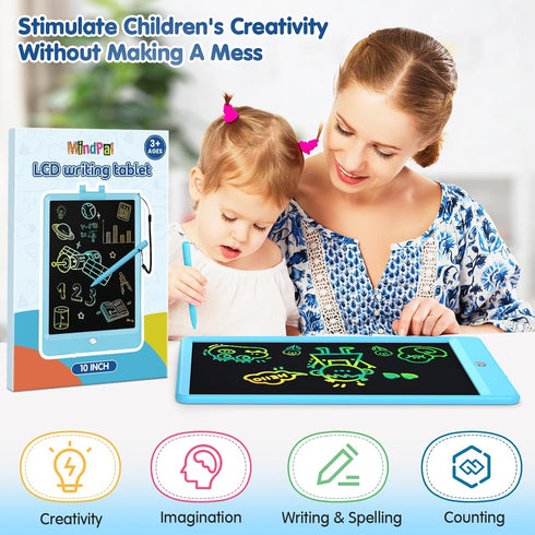 10 Inch Drawing Tablet, LCD Writing Tablet for Kids, Colorful Doodle Board Educational Toy for Ages 3-8