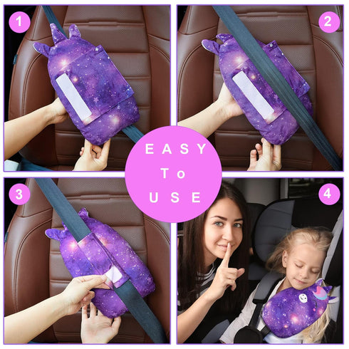FIODAY Car Seat Belt Covers for Kids Unicorn Seat Belt Pillow Soft Seat Belt Cushion Adjust Seat Strap Pillow Head Neck