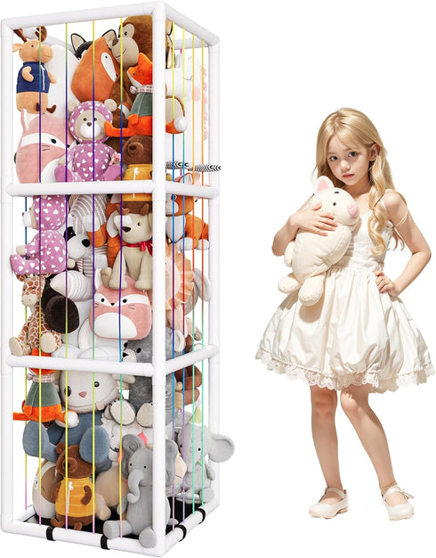 TOLIYY Stuffed Animal Storage Zoo, 58" Tall PVC Tube Stuffed Animal Cage, Extra