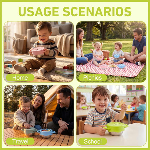 Ferrochef 4 13 oz 3 1 Pcs Stainless Steel Snack Cups Spill Proof, in Baby Snack Containers Removable Silicone Food