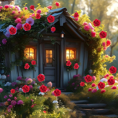 HOMICO 200 Pieces Tiny Red Rose Decor for Dollhouse Mini Resin Decor for Crafts Tiny Things for Fairy Garden Micro