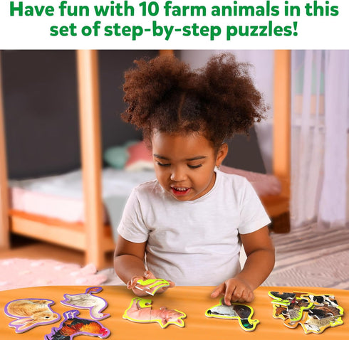 Skillmatics Step by Step Puzzle - 40 Piece Farm Animal Jigsaw, Educational Montessori Toy for Kids Ages 3-5+