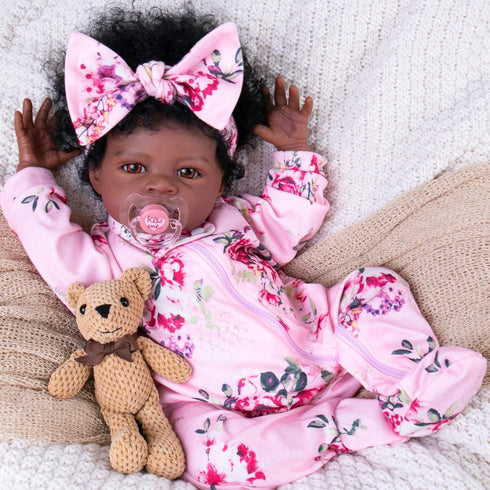 20 inch Set 17-20 Inch Aori Lifelike Reborn Baby Dolls Clothes Purple Clothing Floral Jumpsuits for Newborn Girl Doll