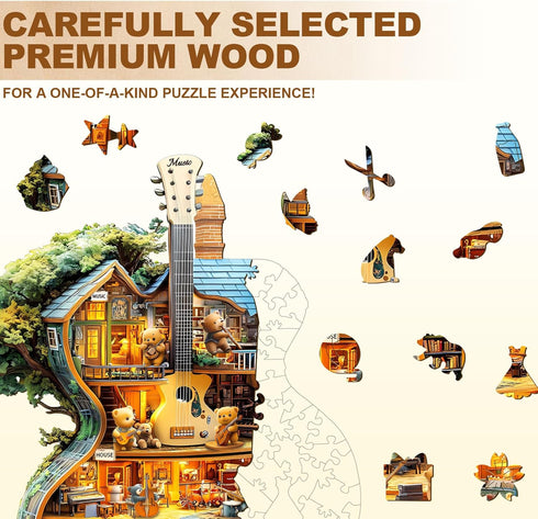(70 8.5 7in) WOODBESTS Wooden Puzzles for Adults Piece, S, * Music House Wood Puzzle Adult, Unique Wooden Animal Jigsaw