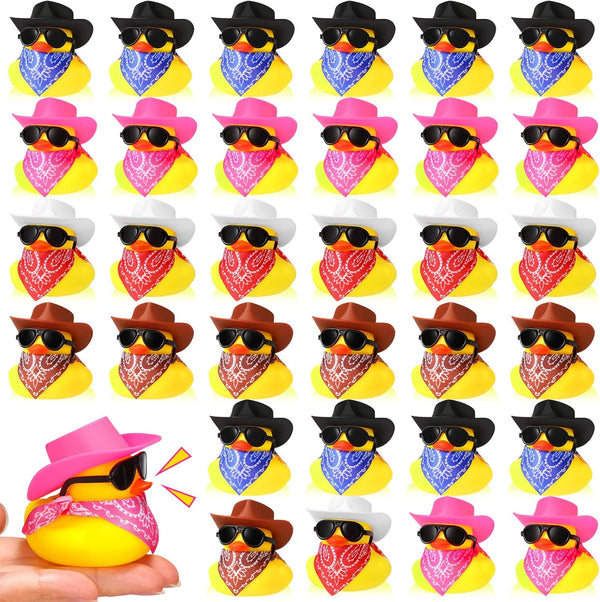Sosation 36 Set Cowboy Rubber Duck Mini Yellow Duckies Bath Toy Tiny