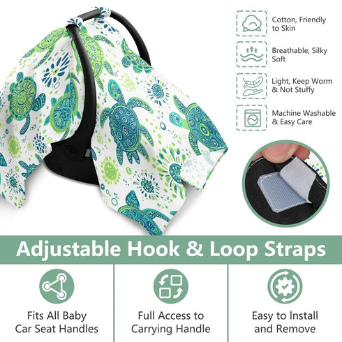 Mazeann Cute Ocean Turtle Car Seat Cover Baby Breathable Soft Infant Carseat Covers Canopies Babies Carrier Covers