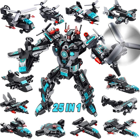 MOONTOY 577PCS STEM Robot Building Toys Set 25-in-1 Engineering Kit Building Blocks