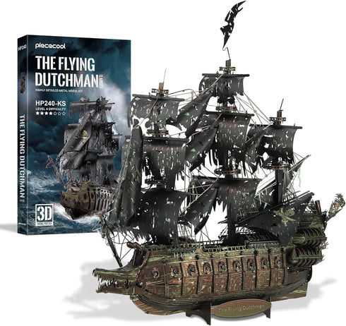 Piececool Metal 3D Puzzles for Adults - Flying Dutchman Pirate Ship Model Kits - DIY Craft Kits for Family Time, Great