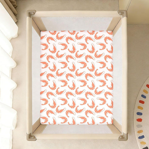 KEIGE Pack 21165117 Shrimp Seafood Fitted Crib Sheet for Girls and Boys,Soft Breathable Cotton N Play Baby Sheet