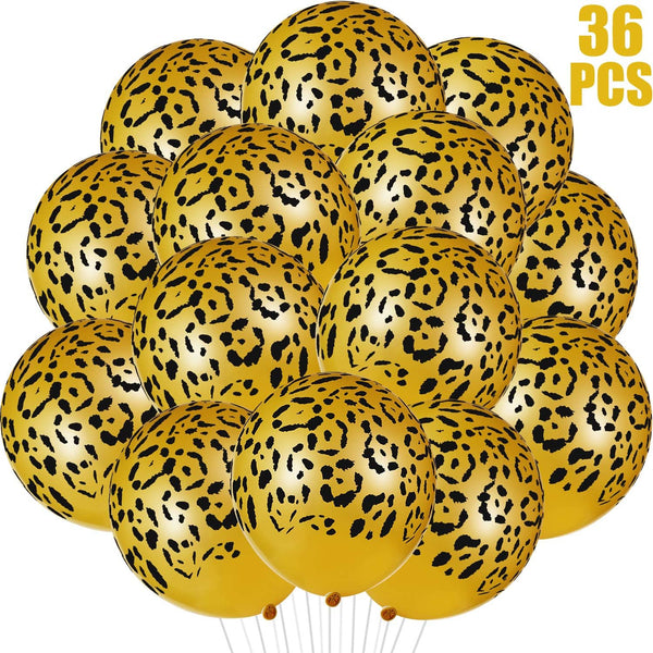 Gejoy 36 Pcs Cheetah Balloons, 12 Inch Leopard Print Balloons for Cheetah Zoo Theme Birthday Party Supplies