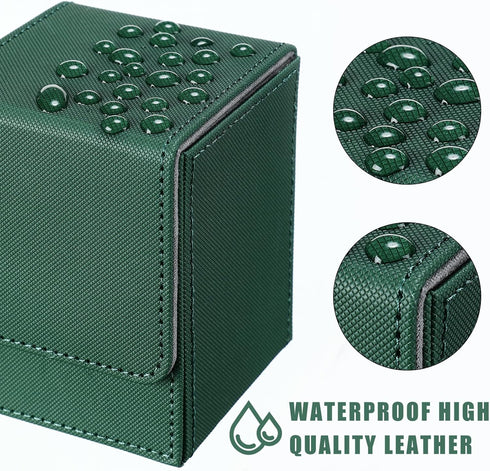 Weewooday 2 Boxes Leather Deck Card Boxes, Large Size for 100 Plus Sleeved Cards, Compatible with MTG TCG