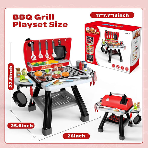 35pcs Set, Set, Set, Playset Set, Playset Kitchen Toy Toy BBQ Grill Cooking Toy Little Chef Play, Kids Grill