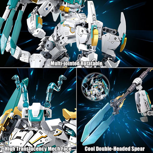 Set, 2 1 731 14+ HIGH GODO Dragon Transforming Mech Building Blocks in Warrior City Action Robot Model Building Kit