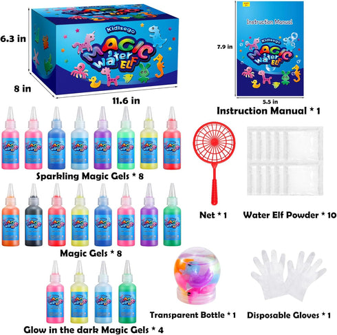 20 24 Kidisego Aqua Fairy Water Gel Kit for Kids, Magic Water Elf Toy Kit with Colors Magic Gel, Aqua Fairy kit