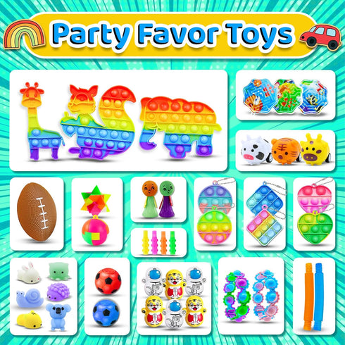 Erosbon 135pcs 3-5 4-8-12, Party Favors for Kids Fidget Toys Easter Eggs Fillers Birthday Gift Treasure Box Toy Prizes