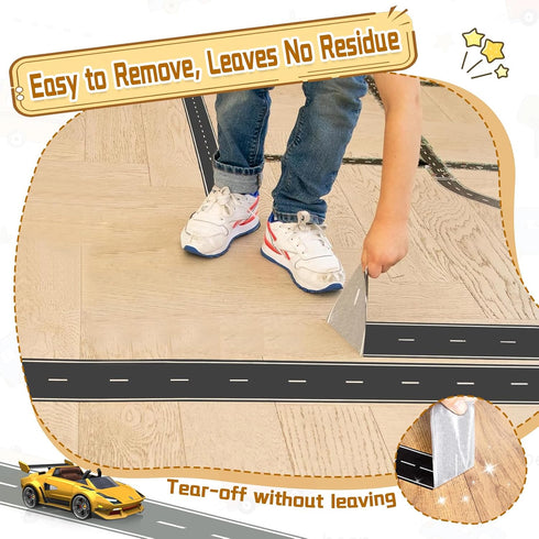 Generic 3.94 Inch 78.74inch Wall Safe Car Road Tape for Kids Wide Easy Peel No Residue Track, Floor & Wall Safe Raceway