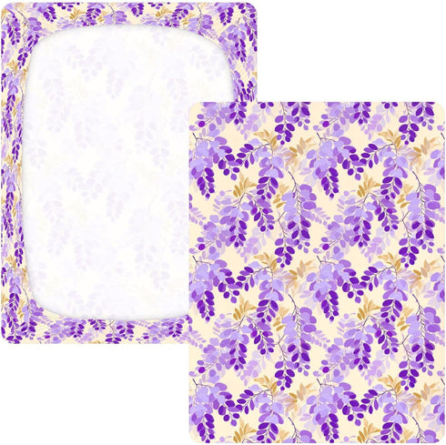 miaozhen 1 Pack 52x28 Cotton Baby Crib Sheets Soft Breathable African Wisteria Lavender Crib Mattress Sheet for Nursery
