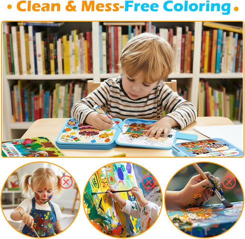 BATHKITS 3 Pack 30 3+ Reusable Water Painting Book for Kids - Magic Water Coloring Books with Water Pens, Fairy Tale