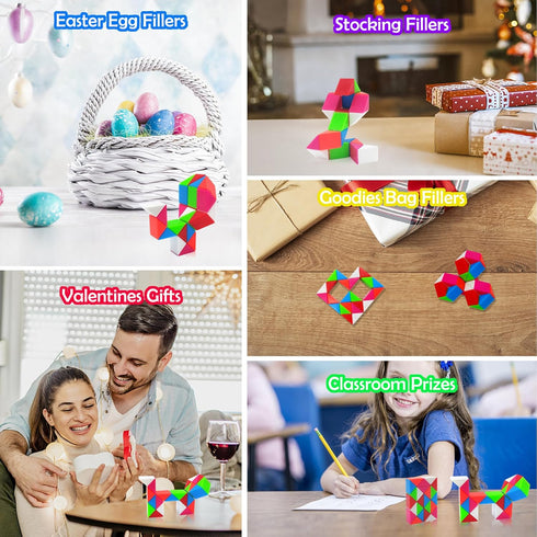 Aubrogo -30Pcs Party Favors Fidgets Snake Cube Puzzles Toy for Goodie Bags, Boys Stocking Stuffers, Bulk Fidgets Toy