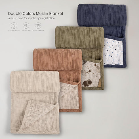 30"x40"(Blue) lulumoon Baby Blanket for Newborns: Muslin Swaddle for Receiving Neutral - Crib Quilt for Travel Boy