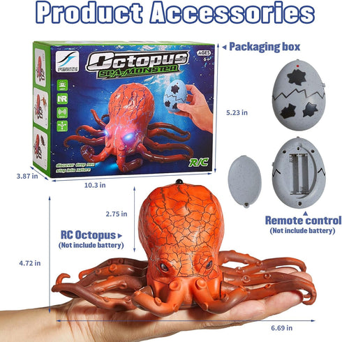 6+ AMCHSURI Remote Control Animals Crawling RC Octopus Toy with Blue LED Eyes & Realistic Movement Crawling, Cool Gag