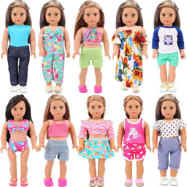 Ecore Fun 10 Sets Doll Clothes for 18 Inch Dolls 18 pcs