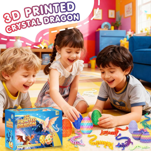 Apear1 30PCS 3D Printed Dragon Eggs with Dragon Inside, Mini Animals Party Favors for Kids, Flexible Articulated