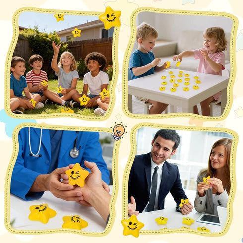 108PCS 2.16 Inch SHQDD Stress Balls, Stress Balls for Kids & Adults - Mini Star Stress Balls Squeeze Toys, Cute Smiley