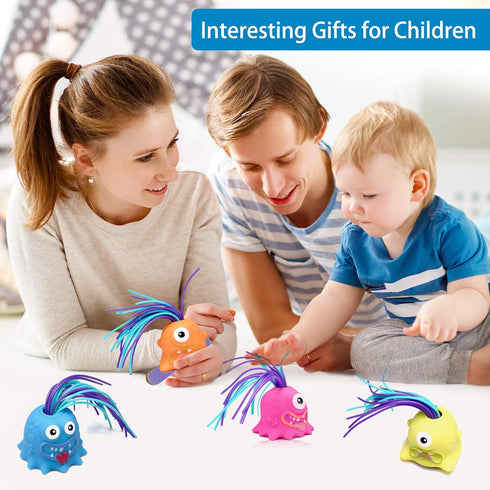 6PCS Light up Pulling Hair Screaming Monster - Flashing Hair-Pulling Anti Anxiety Toy for Kids and Adults Stress Relief