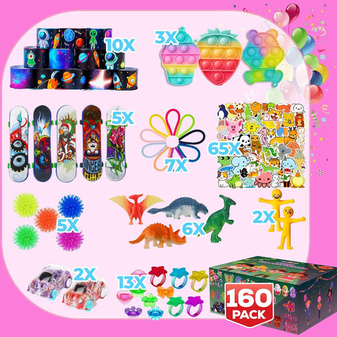TwCare 160 Pack, Randomly Set Pcs Fidget Toys Party Favors Selected Pop Sensory Gifts Stickers for Kids Adults Boy Girl