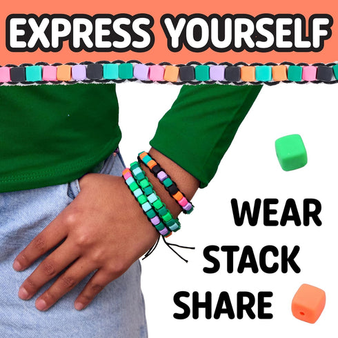 5 6+) Creativity for Kids Woven Cube Bracelets Mini Kit | Make Pixel-Inspired Bracelets with This STEAM Craft for Kids