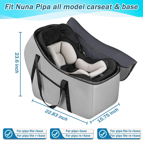 SCTEL Car Seat Travel Bag Fit All Nuna Pipa Car Seat and Base, Doona Infant Car Seat Stroller, Padded Car Seat Bags